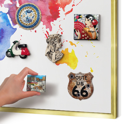 Tablero para imanes decorativo con marco dorado Mapa de colores