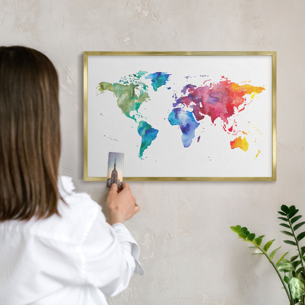 Tablero para imanes decorativo con marco dorado Mapa de colores