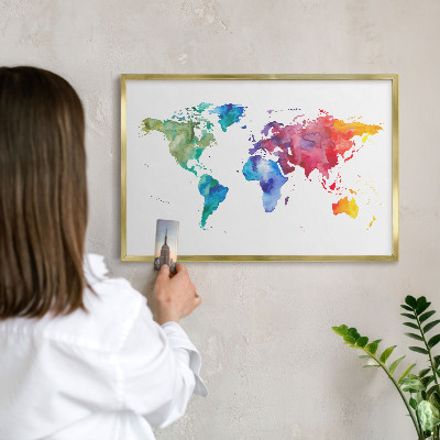 Tablero para imanes decorativo con marco dorado Mapa de colores