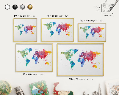 Tablero para imanes decorativo con marco dorado Mapa de colores