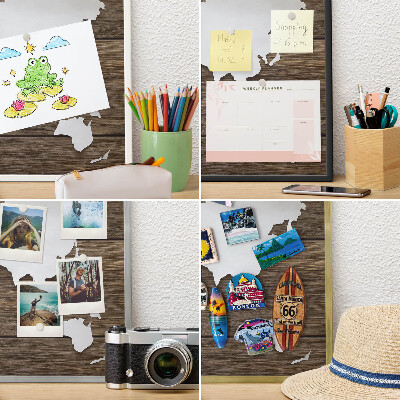 Pizarra magnética de pared en color oro Mapa de madera