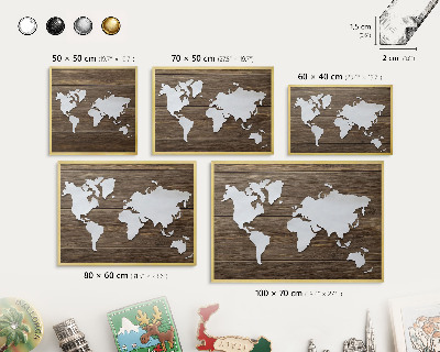 Pizarra magnética de pared en color oro Mapa de madera