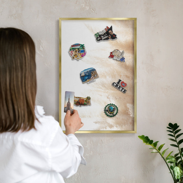 Tablero para imanes decorativo con marco dorado Hierbas esenciales