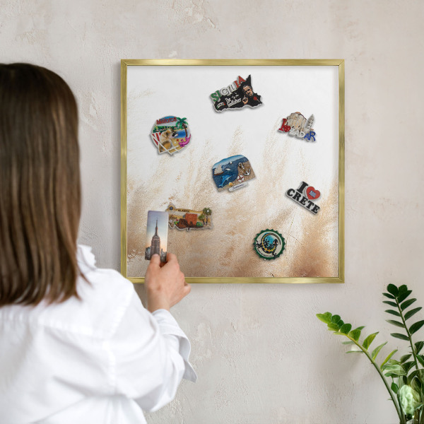 Tablero para imanes decorativo con marco dorado Hierbas esenciales