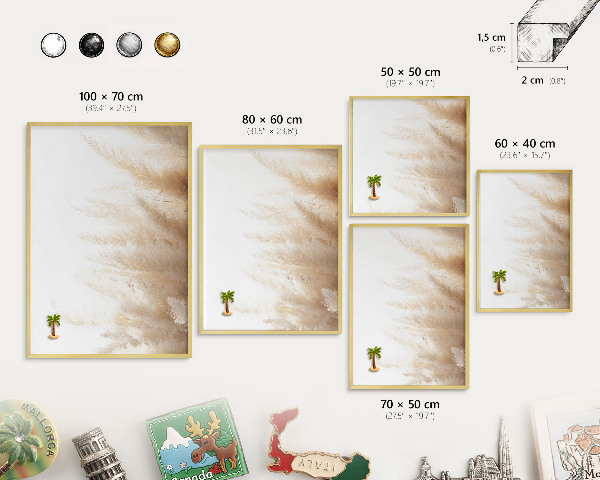 Tablero para imanes decorativo con marco dorado Hierbas esenciales