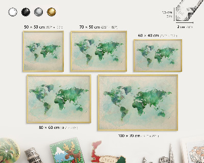 Tablero para imanes decorativo con marco dorado Mapa del mundo