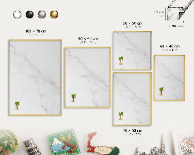 Tablero para imanes decorativo con marco dorado Patrón de mármol