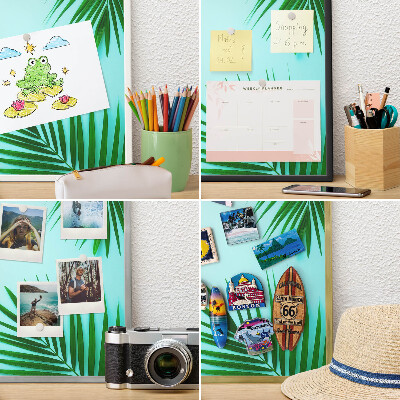 Tablero para imanes decorativo con marco dorado Hojas verdes