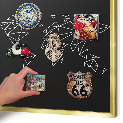 Pizarra magnética de pared en color oro Mapa del mundo