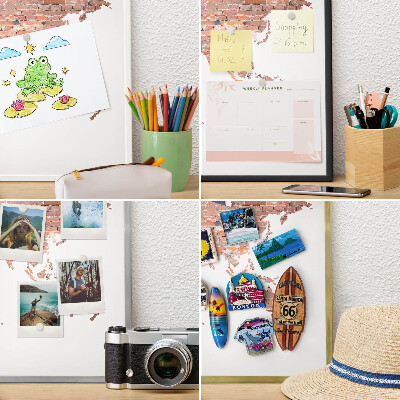 Tablero para imanes decorativo con marco dorado Mapa de ladrillos