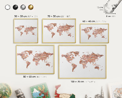 Tablero para imanes decorativo con marco dorado Mapa de ladrillos