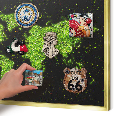 Pizarra magnética de pared en color oro Mapa verde