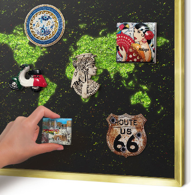 Pizarra magnética de pared en color oro Mapa verde