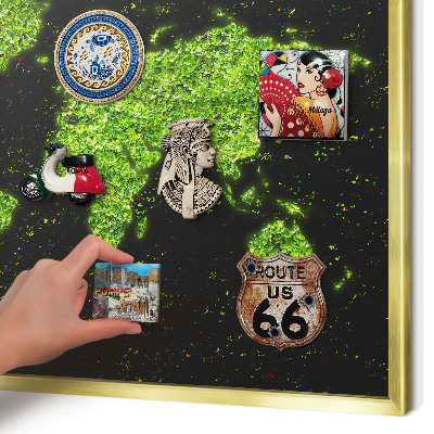 Pizarra magnética de pared en color oro Mapa verde