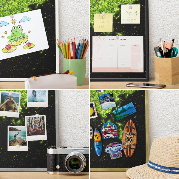 Pizarra magnética de pared en color oro Mapa verde