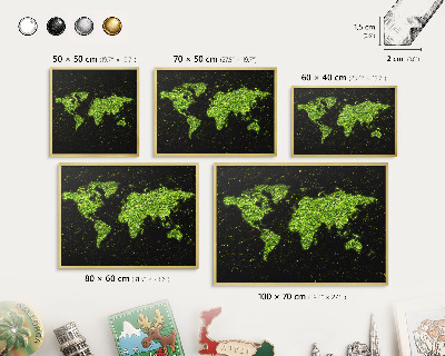 Pizarra magnética de pared en color oro Mapa verde