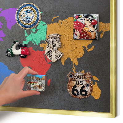 Tablero para imanes decorativo con marco dorado Mapa de colores