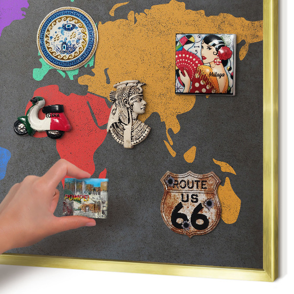 Tablero para imanes decorativo con marco dorado Mapa de colores