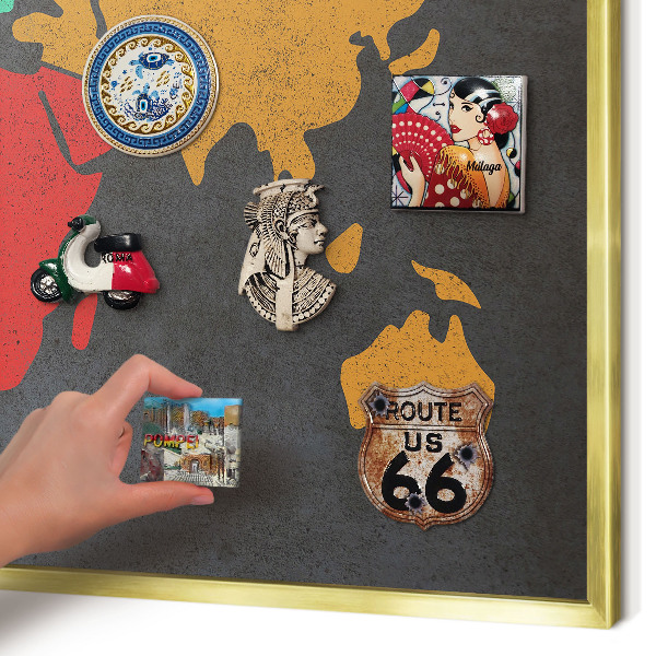 Tablero para imanes decorativo con marco dorado Mapa de colores