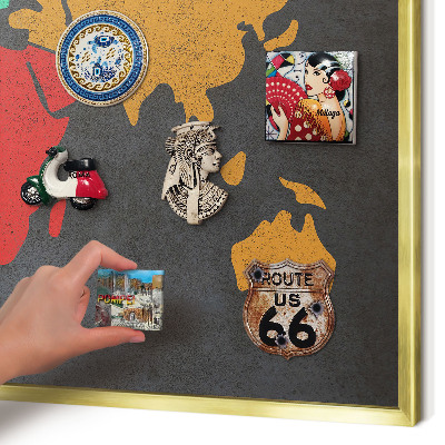 Tablero para imanes decorativo con marco dorado Mapa de colores
