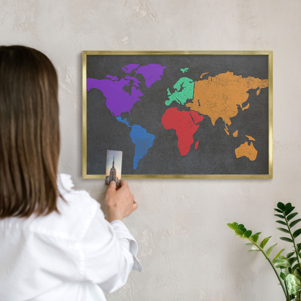 Tablero para imanes decorativo con marco dorado Mapa de colores