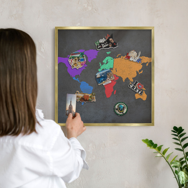 Tablero para imanes decorativo con marco dorado Mapa de colores