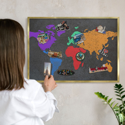 Tablero para imanes decorativo con marco dorado Mapa de colores