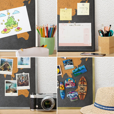 Tablero para imanes decorativo con marco dorado Mapa de colores