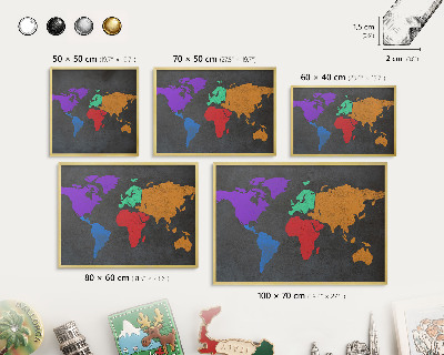 Tablero para imanes decorativo con marco dorado Mapa de colores