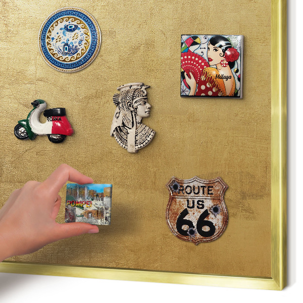 Tablero para imanes decorativo con marco dorado Textura amarilla