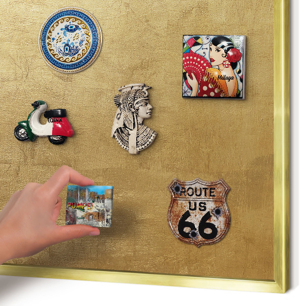 Tablero para imanes decorativo con marco dorado Textura amarilla