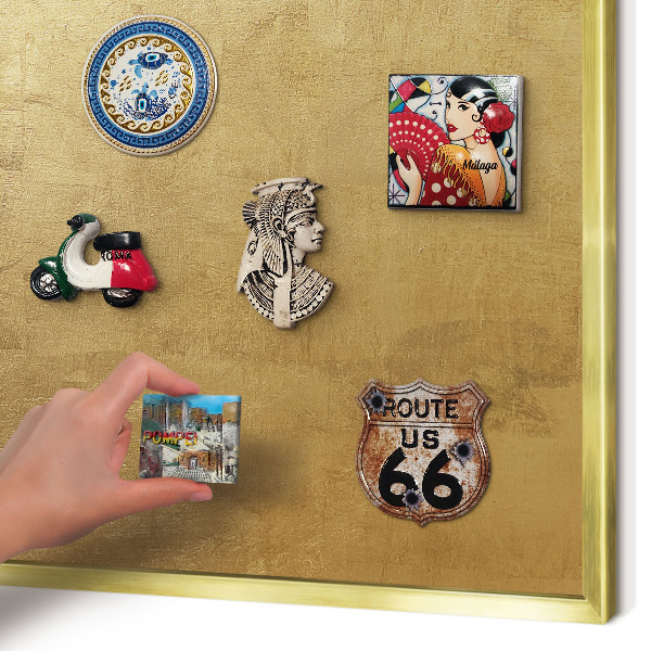 Tablero para imanes decorativo con marco dorado Textura amarilla