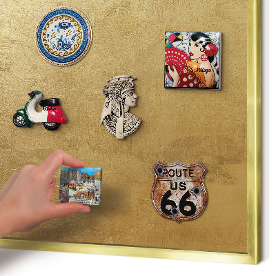 Tablero para imanes decorativo con marco dorado Textura amarilla