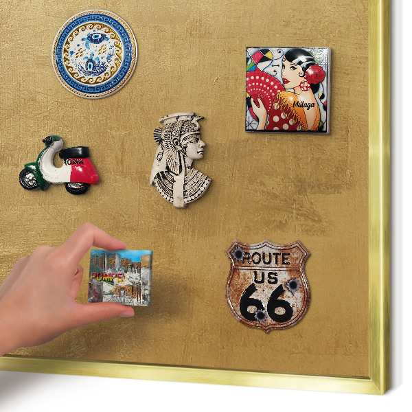 Tablero para imanes decorativo con marco dorado Textura amarilla