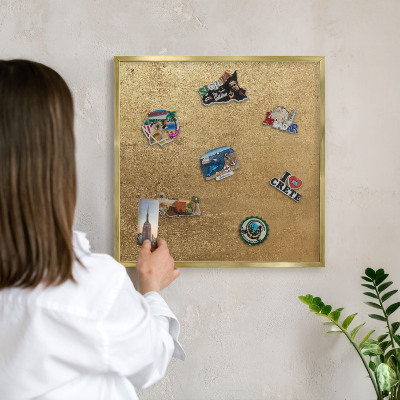Tablero para imanes decorativo con marco dorado Textura amarilla