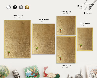 Tablero para imanes decorativo con marco dorado Textura amarilla