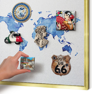 Pizarra magnética de pared en color oro Mapa de acuarela