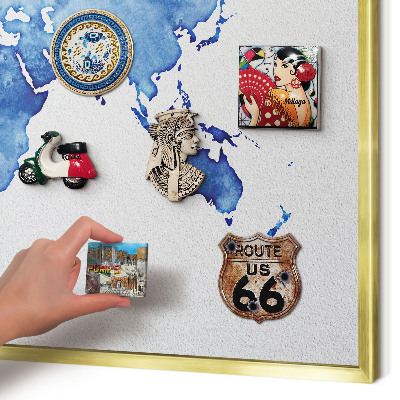 Pizarra magnética de pared en color oro Mapa de acuarela