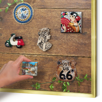 Tablero para imanes decorativo con marco dorado Naturaleza de la madera