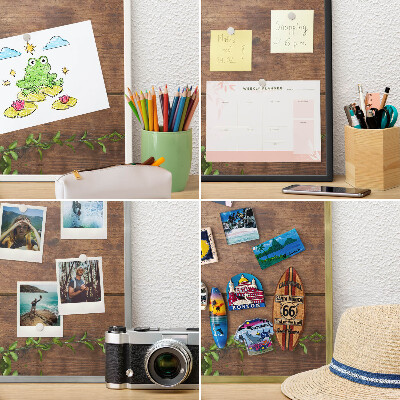 Tablero para imanes decorativo con marco dorado Naturaleza de la madera