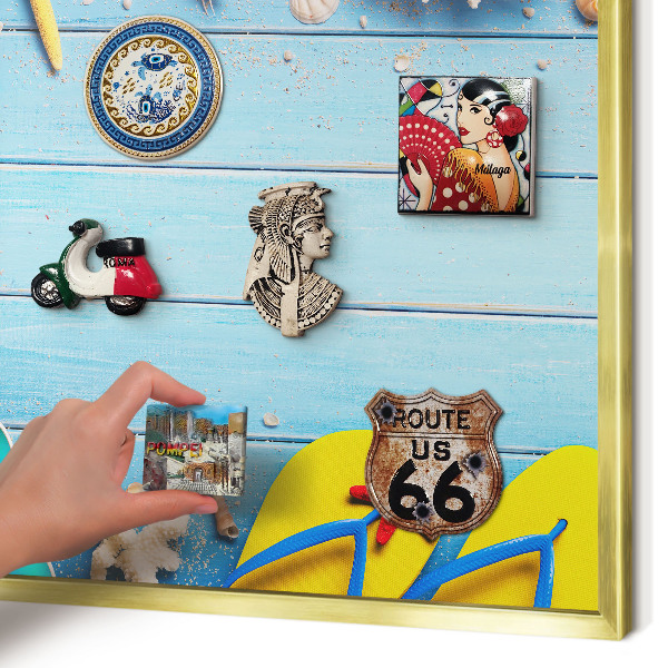 Tablero para imanes decorativo con marco dorado Playa de vacaciones