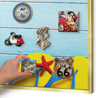 Tablero para imanes decorativo con marco dorado Playa de vacaciones