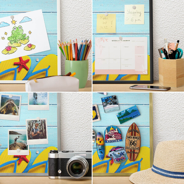Tablero para imanes decorativo con marco dorado Playa de vacaciones