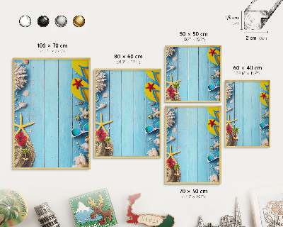 Tablero para imanes decorativo con marco dorado Playa de vacaciones