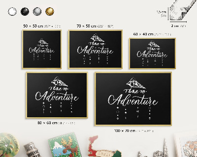 Tablero para imanes decorativo con marco dorado La aventura te espera