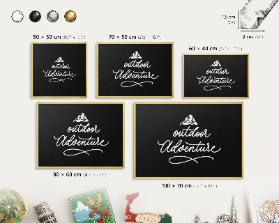 Tablero para imanes decorativo con marco dorado Aventura al aire libre