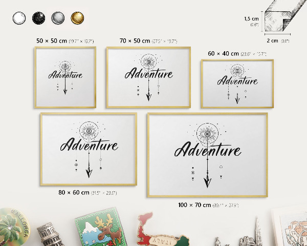 Pizarra magnética de pared en color oro Tema de aventuras