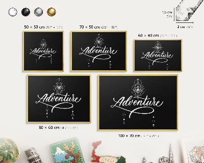Tablero para imanes decorativo con marco dorado Inspiración para viajar