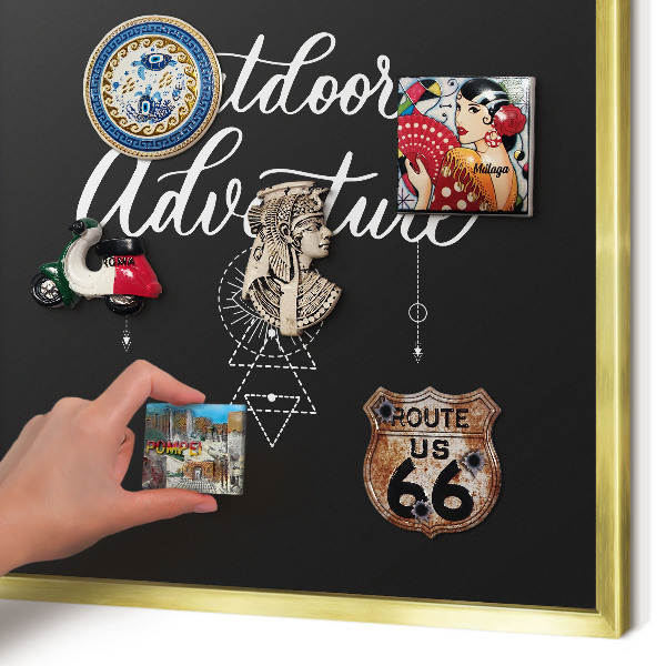 Tablero para imanes decorativo con marco dorado Aventura al aire libre