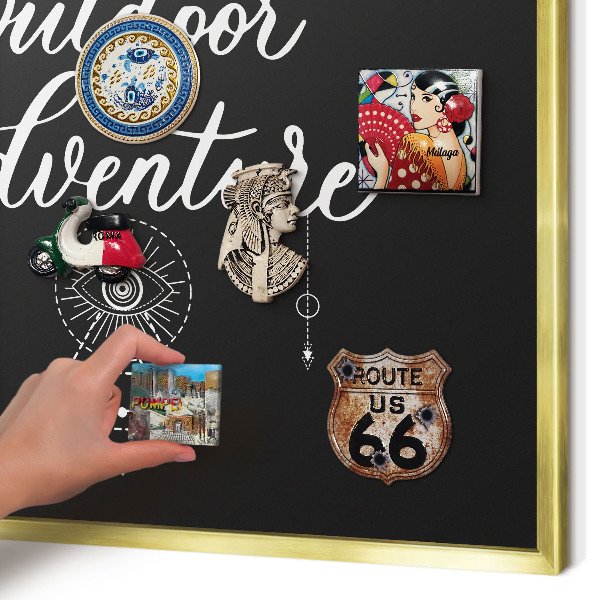 Tablero para imanes decorativo con marco dorado Aventura al aire libre